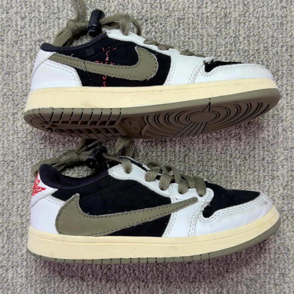 Nike Air Jordan 1 Low OG SP Travis Scott Olive Preschool Kids Shoes Sz 11C